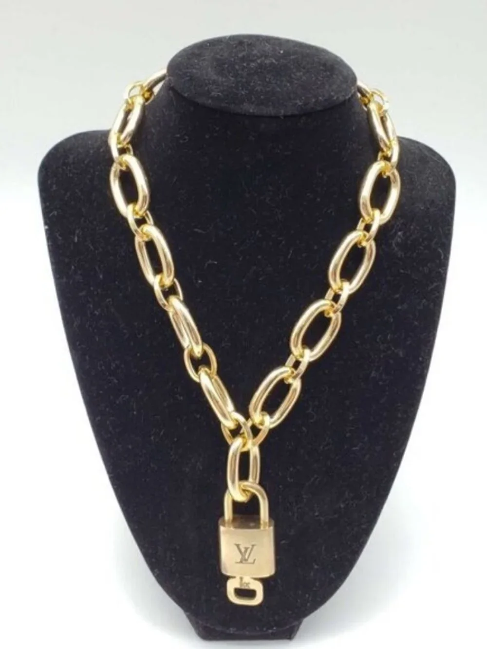 Gold-Plated Necklace with Authentic Louis Vuitton Padlock